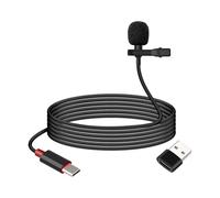GELRHONR Microphone cravate USB-C, micro à revers de type C pour PC, ordinateur portable, Mac, smartphone, enregistrement 96 kHz/24 bits, câble de 1,2 m, noir