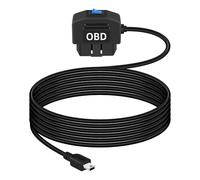GELRHONR MINI OBD Power Cable Dash Camera,Electronic Vehicles Mini USB OBD2 Dashcam Hardwire Kit, OBD2 to MINI USB Adapter with Switch Button 24 Hours Surveillance and Acc 2 Mode 12-24 V to 5V/3A