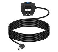 GELRHONR OBD Power Cable Dash Camera,Electronic Vehicles Mini USB OBD2 Dashcam Hardwire Kit, OBD2 to USB Adapter with Switch Button 24 Hours Surveillance and Acc 2 Mode 12-24 V to 5V/3A (Angle MINI)