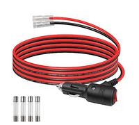 GELRHONR Prise mâle d'allume-cigare de remplacement 12v avec fils et lumière led, câble d'extension d'allume-cigare de voiture 16awg avec bouton de commutation et cordon robuste à fusible 15a (1 m)