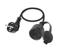 GELRHONR Rallonge avec Câble d'Contact de Protection, 250V/16A Schuko Câble d'alimentation Fiche de Contact de Protection Type F (CEE 7/7) Coudé à 90° par Rapport à la Prise (CEE 7/7)- Noir (0.3M)