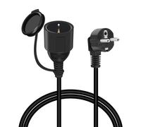 GELRHONR Rallonge avec Câble d'Contact de Protection, 250V/16A Schuko Câble d'alimentation Fiche de Contact de Protection Type F (CEE 7/7) Coudé à 90° par Rapport à la Prise (CEE 7/7)- Noir (1M)