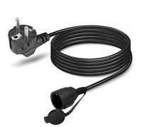 GELRHONR Rallonge avec Câble d'Contact de Protection, 250V/16A Schuko Câble d'alimentation Fiche de Contact de Protection Type F (CEE 7/7) Coudé à 90° par Rapport à la Prise (CEE 7/7)- Noir (2M)