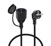 GELRHONR Rallonge avec Câble d'Contact de Protection, 250V/16A Schuko Câble d'alimentation Fiche de Contact de Protection Type F (CEE 7/7) Coudé à 90° par Rapport à la Prise (CEE 7/7)- Noir (0.5M)