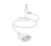 GELRHONR Rallonge avec interrupteur - Blanc - 90 ° - 250 V - 2,5 A - Pour appareils ménagers, lampes, TV, PC, câble d'alimentation Euro, câble de raccordement (0,3 court)