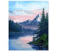 gelrovaled Peinture par Numéros pour Adulte, DIY Peinture Acrylique pour Adultes débutants Facile sur Toile 40×50 cm avec peintures et pinceaux, Mountain(sans Cadre)