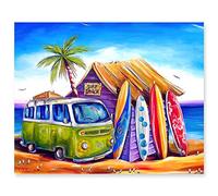 gelrovaled Peinture par Numéros pour Adulte, DIY Peinture Acrylique pour Adultes débutants Facile sur Toile 40×50 cm avec peintures et pinceaux, Surf Beach(sans Cadre)