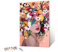 gelrovaled Peinture par Numéros pour Adulte, Peinture Acrylique pour Adultes Enfants débutants Facile sur Toile 20×30 cm avec peintures et pinceaux, Flower Girl(Avec cadre)
