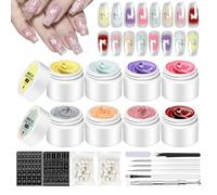 Gels à Pat - Peinture à l'Éponge avec Dégradé de 8 Couleurs pour Design de Ongles | Gel de Tapotement pour Ongles | Pour la Manucure Française et le Design d'Ongles Blush avec Dessin Artistique Destin