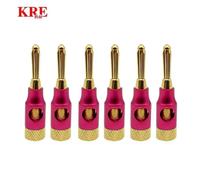 Gels connecteur en métal pour câble de haut-parleur audio vidéo,sans soudure,côté empilable,cuivre pur,plaqué or,4mm,6 pièces - Type Purple 6Pcs