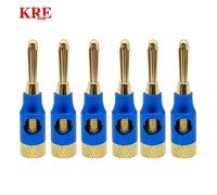 Gels connecteur en métal pour câble de haut-parleur audio vidéo,sans soudure,côté empilable,cuivre pur,plaqué or,4mm,6 pièces - Type Blue 6Pcs