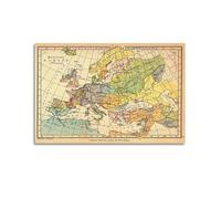 GELS Poster vintage de la carte de l'Europe médiévale décorative sur toile 50 x 75 cm