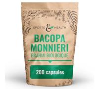 Gélules de Brahmi Bio 200 - Bacopa Monnieri Dosé Précisément à 1000mg | Dosage Parfaitement Calibré et Précis - Qualité Biologique 100% Vegan - Sans Additifs Ingrédients Naturels