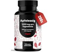 Gélules de Vinaigre de Cidre Hautement Dosées - 200 Gélules - 1000 mg par Dose Quotidienne - Vegan & Produites en Allemagne - Vinaigre de Cidre Gelules - Apple Cider Vinegar Capsules