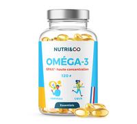 NUTRI & CO Omega 3 Huile de Poissons Sauvages EPAX®, Haute Concentration EPA DHA & Vitamine E - Issu de Pêche Durable & Huile de Poisson Pure, 120 capsules Anti Oxydation, Made in France