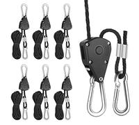 Geluode 3 Paires Sangle à Cliquet Corde 1/8 Pouces Rope Ratchet Robuste Réglable pour Lampe à Suspension Growth, Capacité de 68 kg par Paire