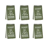 Geluode 6 Pièces Carnets Étanches 3 x 5 pouces Couverture Vert 100 Pages 50 Feuilles Bloc-notes de Poche Tactique Étanche Tous Temps avec Grille pour l'enregistrement d'activités de Plein Air