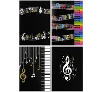 Geluode Lot de 4 carnets de notes de musique A5, design notes et piano, 4 cahiers lignés pour étudiants, écriture de chansons, agenda, cadeau pour les amateurs de musique