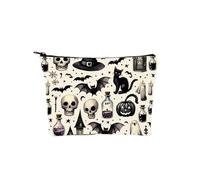 GELXGRIT Trousse de maquillage d'horreur pour femmes et filles, amateurs de films d'horreur, crâne, chauve-souris, poison, bouteille de poison, trousse de maquillage d'Halloween, trousse de maquillage