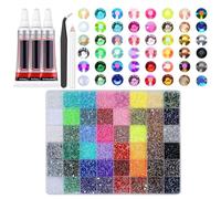 Gem Bedazzling Kit - Resin Rhinestone Decoration Set Portable Craft Style, Multi Shape Gems + Precision Applicator Tool System, High Clarity Acrylic Resin Material Durable F