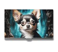 Gem Cave Chihuahua Étui pour cartes de visite en métal pour homme et femme - Porte-cartes de crédit - Style fin - Taille unique, Style :, Taille unique