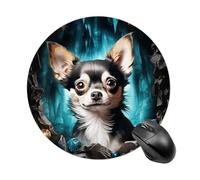 Gem Cave Chihuahua Tapis de souris rond pour ordinateur portable, tapis de souris mignon, tapis de souris antidérapant, tapis de bureau pour jeu, bureau, maison