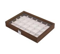 Gem Display Case - Crystal Rock Storage Box 24 Grids Wooden Organizer