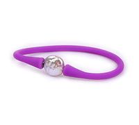 Gem-Inside 13mm Perle de monnaie véritable Bridesmaid Mauve Empilables Bracelets en silicone élastique en perles d'eau douce de culture pour femmes 17,8 cm