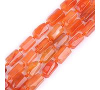 Gem-Inside 28 pièces 8x12 mm Pierre naturelle en agate rouge du Botswana Facettée en forme libre Tube Colonne Chakra Perles pour fabrication de bijoux - Fil complet de 38,1 cm