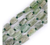 GEM-INSIDE 37 pièces 8 x 9 mm Perles en quartz vert naturel facetté en forme de tube et de colonne pour chakra - Pour la fabrication de bijoux - Fil complet de 38,1 cm