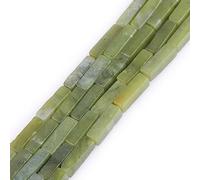 Gem-Inside 4x13mm Perles en jaspe vert néphrite naturel carré tube cube cuboïde pour la fabrication de bijoux brin de 38 cm Pierre d'énergie et de guérison en cristal