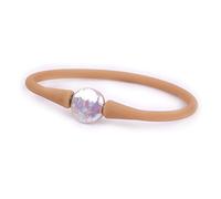 Gem-Inside Bracelet extensible en caoutchouc de silicone avec véritables perles de culture d'eau douce Marron 13 mm