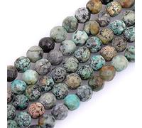 GEM-INSIDE CREATE YOUR OWN FASHION Perles rondes à facettes de 4 mm en pierre turquoise d'Afrique naturelle pour la fabrication de bijoux sur fil de 38,1 cm - Perles semi-précieuses pour loisirs