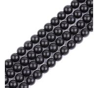 GEM-INSIDE CREATE YOUR OWN FASHION Perles rondes semi-précieuses en pierre de jais naturelle de 6 mm pour la fabrication de bijoux, bracelets, colliers, travaux manuels, 38,1 cm