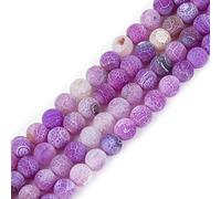 GEM-INSIDE CREATE YOUR OWN FASHION SHGbeads Perles d'agate violette naturelle de 8 mm - Pierre d'énergie givrée mate - Puissance de guérison pour la fabrication de bijoux - 38,1 cm