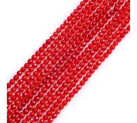 Gem-Inside Lot de 125 à 130 perles rondes à facettes en corail rouge de 3 mm pour fabrication de bijoux Corail naturel teint 38,1 cm