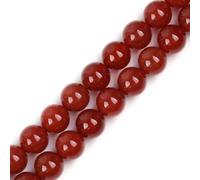 Gem-Inside Lot de 26 perles rondes naturelles en agate rouge de 14 mm pour fabrication de bijoux - Fil de 38,1 cm - Pierres semi-précieuses - Fournitures d'artisanat