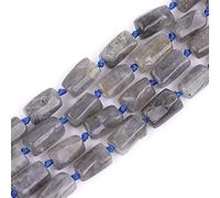 GEM-Inside Lot de 28 perles tubulaires à facettes en labradorite naturelle bleue pour la fabrication de bijoux Fil complet de 38,1 cm - 8 x 12 mm