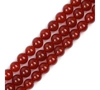 Gem-Inside Lot de 31 perles rondes naturelles en agate rouge de 12 mm pour la fabrication de bijoux - Fil de 38,1 cm - Pierres semi-précieuses - Fournitures artisanales