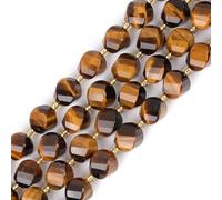 GEM-Inside Lot de 32 perles en pierre précieuse naturelle à facettes œil de tigre jaune de qualité A pour fabrication de bracelets, colliers, bijoux, énergie chakra d'énergie 10 mm