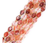 Gem-Inside Lot de 38 perles d'espacement ovales à facettes en quartz de roche naturel de qualité AAA pour fabrication de bijoux Rouge 6 x 8 mm