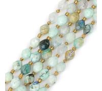 GEM-Inside Lot de 38 perles ovales à facettes en jaspe chrysocolle naturel de qualité AAA pour fabrication de bijoux - Bleu - 6 x 8 mm