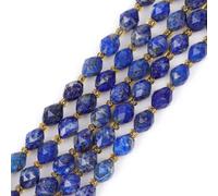 GEM-Inside Lot de 38 perles ovales à facettes en jaspe lapis-lazuli naturel de qualité AAA pour fabrication de bijoux - Bleu - 6 x 8 mm