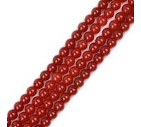 Gem-Inside Lot de 63 perles rondes naturelles en agate rouge de 6 mm pour la fabrication de bijoux - Fil de 38,1 cm - Pierres semi-précieuses - Fournitures artisanales