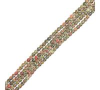 Gem-Inside Lot de 90 perles en jaspe unakite naturel à double facettes pour la fabrication de bijoux et loisirs créatifs Vert 4 mm