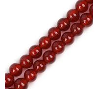 Gem-Inside Lot de 95 perles rondes naturelles d'agate rouge de 4 mm pour la fabrication de bijoux - Fil de 38,1 cm - Pierres semi-précieuses - Fournitures artisanales