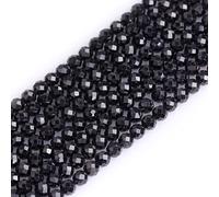 Gem-inside Naturel à facettes Noir spinelle Perles rondes Pierre précieuse pour la confection de bijoux perles Strand 38,1 cm 4MM noir