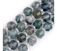 Gem-Inside Perles bicônes en agate verte naturelle à facettes de 8 mm pour la fabrication de bijoux - Fil de 38,1 cm - Pierre d'énergie et de guérison