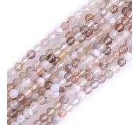 Gem-Inside Perles de graines rondes à facettes en agate du Botswana naturelle de 2 mm, pierres semi-précieuses détachées pour fabrication de bijoux, fil de 38 cm