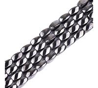 GEM-INSIDE Perles de pierre de guérison à l'hématite noire magnétique, gemme rectangulaire torsadée à face ronde naturelle de 4x7 mm, pour fabrication de bijoux, 15 pouces